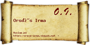 Orsós Irma névjegykártya