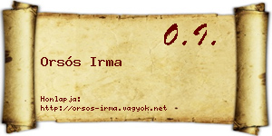 Orsós Irma névjegykártya